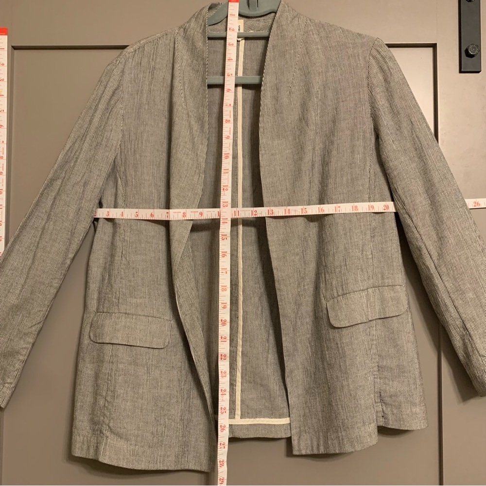 Eileen Fisher Organic Cotton Linen Striped Open Front Blazer and Pant Set Size M - Picture 9 of 9
